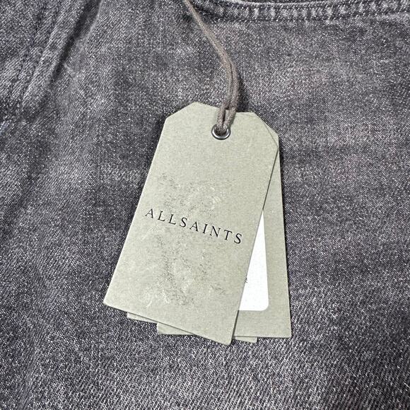 AllSaints NWT Switch Raw Hem Denim Shorts Washed Black Men's Size 31 Zip Fly - Picture 7 of 10